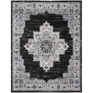 Passion Black Ivory 8 ft. x 10 ft. Bordered Transitional Area Rug