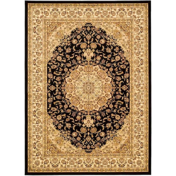 SAFAVIEH Lyndhurst Black/Ivory 9 ft. x 12 ft. Antique Medallion Border Area Rug