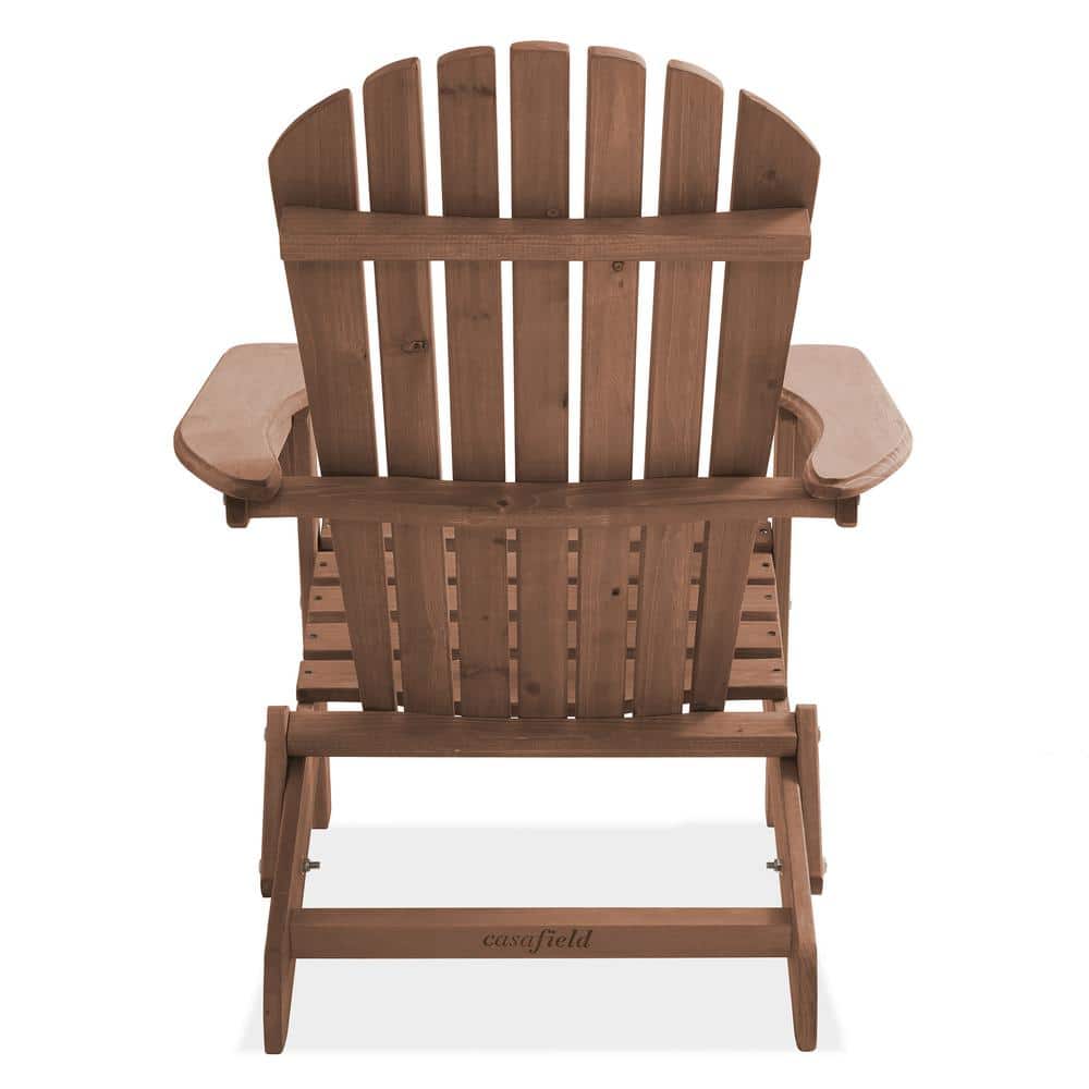 Espresso Cedar Wood Folding Adirondack Chair with Arms
