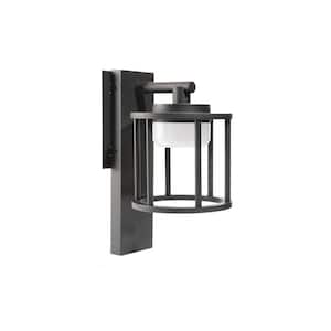 13 in. Dark Gray Aluminum Durability Wall Light Weather Resistant Hardwired Outdoor Bulkhead Light with Integrated LED