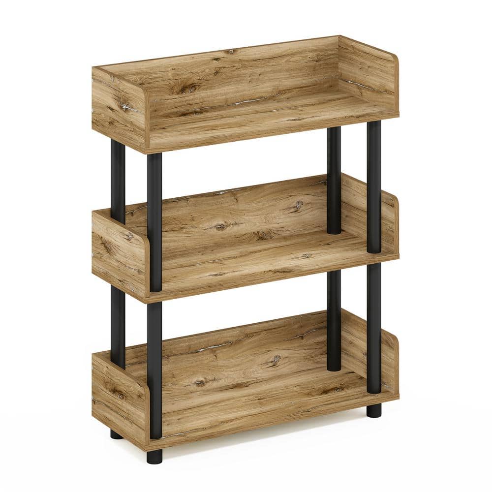 Flagstaff Oak and Black 3-Tier Freestanding Display Rack