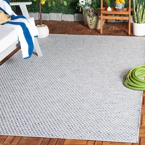 Sisal All-Weather Blue/Ivory 4 ft. x 6 ft. Solid Woven Indoor/Outdoor Area Rug