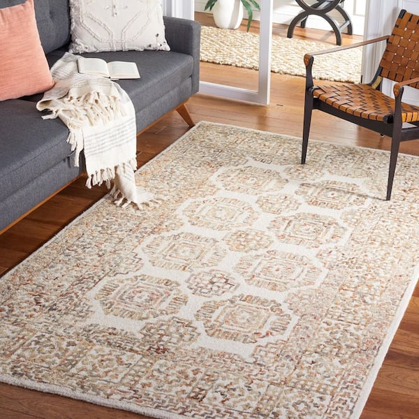 Aspen 5 ft. x 5 ft. Ivory/Sage Geometric Medallion Square Area Rug