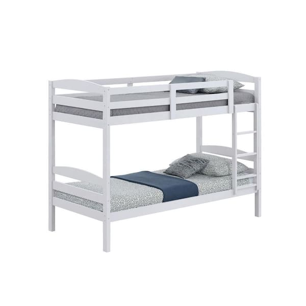Sifa White Twin Bunk Bed with Convenient Ladder and Arch Slat Design