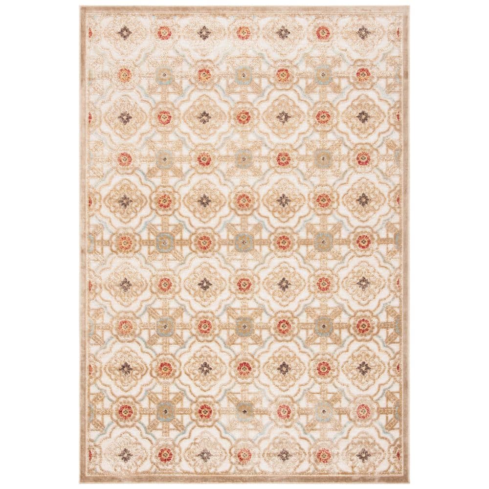 Paradise 5 ft. x 8 ft. Taupe/Multi High-Low Oriental Geometric Area Rug price history on PriceWatchPro