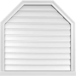 34" x 34" Octagonal Top Surface Mount PVC Gable Vent: Functional with Brickmould Sill Frame