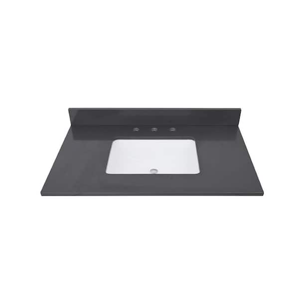 Avanity 37 in. W x 22 in. D Quartz White Rectangular Single Sink Bathroom Vanity Top in Ural Gray