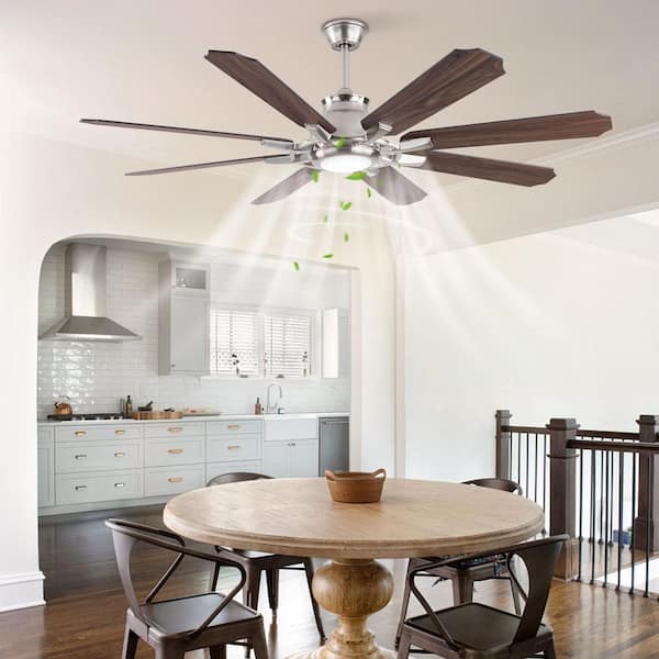Silver and Brown Modern Indoor 60 in. 6-Speed Reversibel Ceiling Fan with 3-Color Integrated LED and Remote