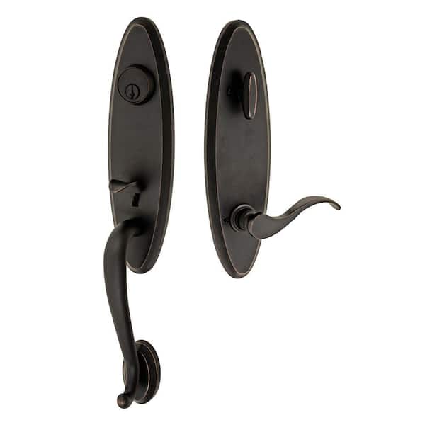 Fusion Oil-Rubbed Bronze Westbrook Interconnect Interior Handle Set with Virginia Left handed Lever