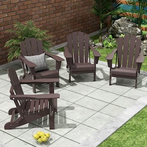 DECO Dark Brown Folding Poly Outdoor Adirondack Chair (Set of 4)