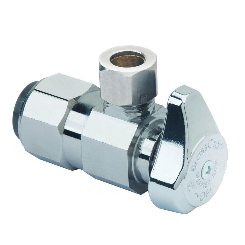 1/2 in. Push Connect Inlet x 3/8 in. Compression Outlet Brass 1/4-Turn Angle Valve (5-Pack) price history on PriceWatchPro