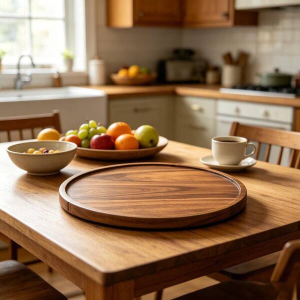 10 in. Acacia Wood Lazy Susan Turntable for Kitchen, Cabinet, Pantry, and Table Organization (1-Pack)