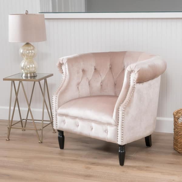 Noble House Akira 33 in. Champagne Upholstered Velvet Club Chair