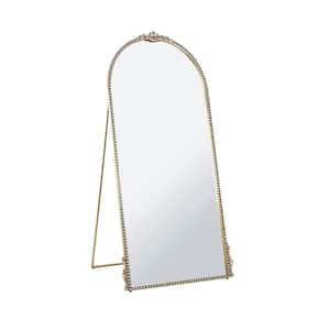 31 in. W x 64 in. H Gold Metal Matte Ornate Baroque Floor Mirror with Easel