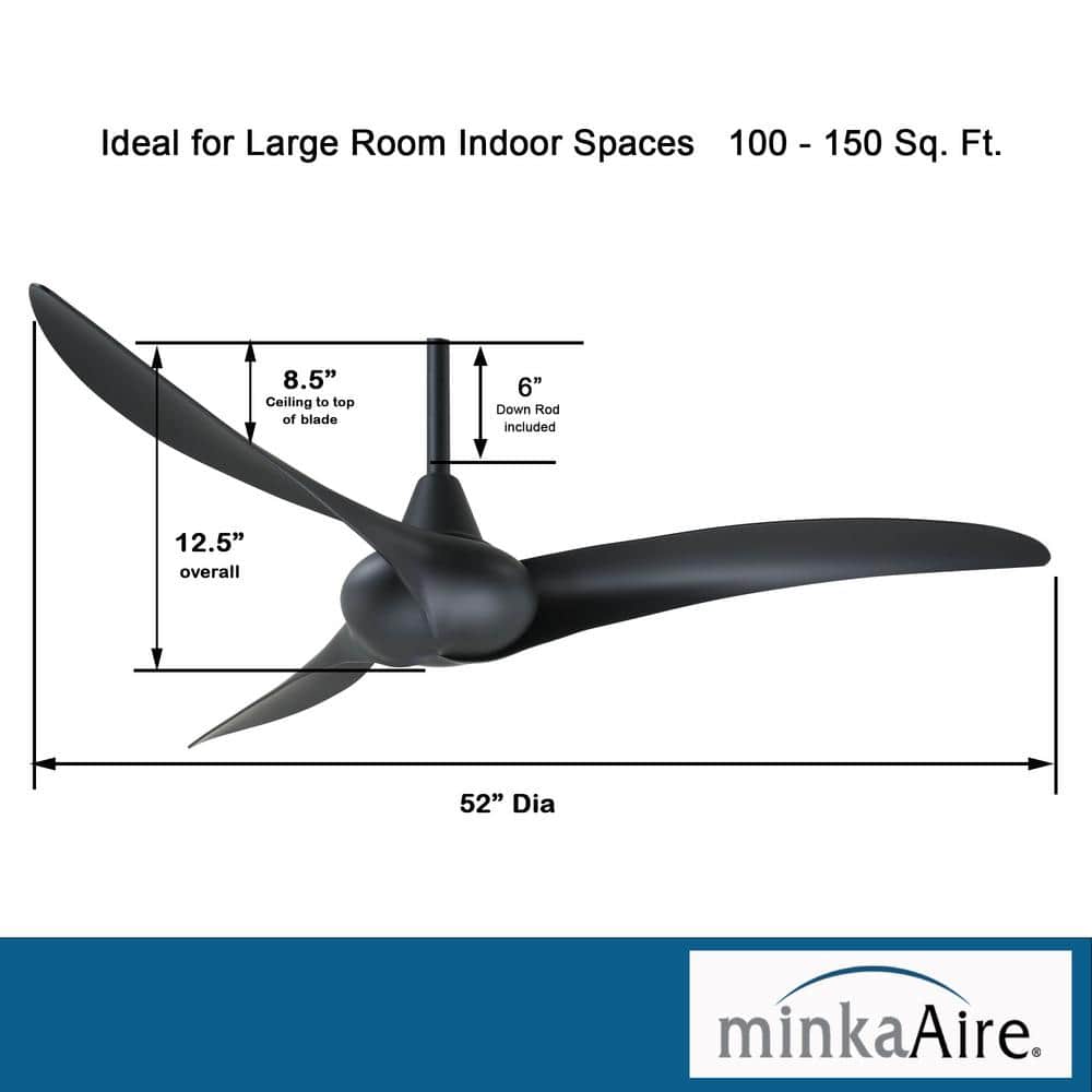 Coal 52'' 3-Blade Ceiling Fan with Remote Control