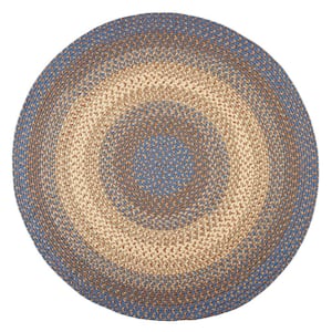 Ombre Blue Lake 6 ft. x 6 ft. Round Indoor/Outdoor Braided Area Rug