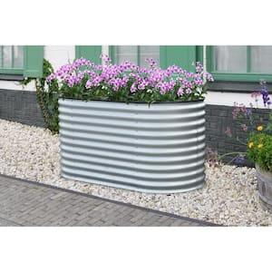 63 in. Galvanized Steel Oval Open Base Raised Garden Bed for Flowers, Herbs and Vegetables