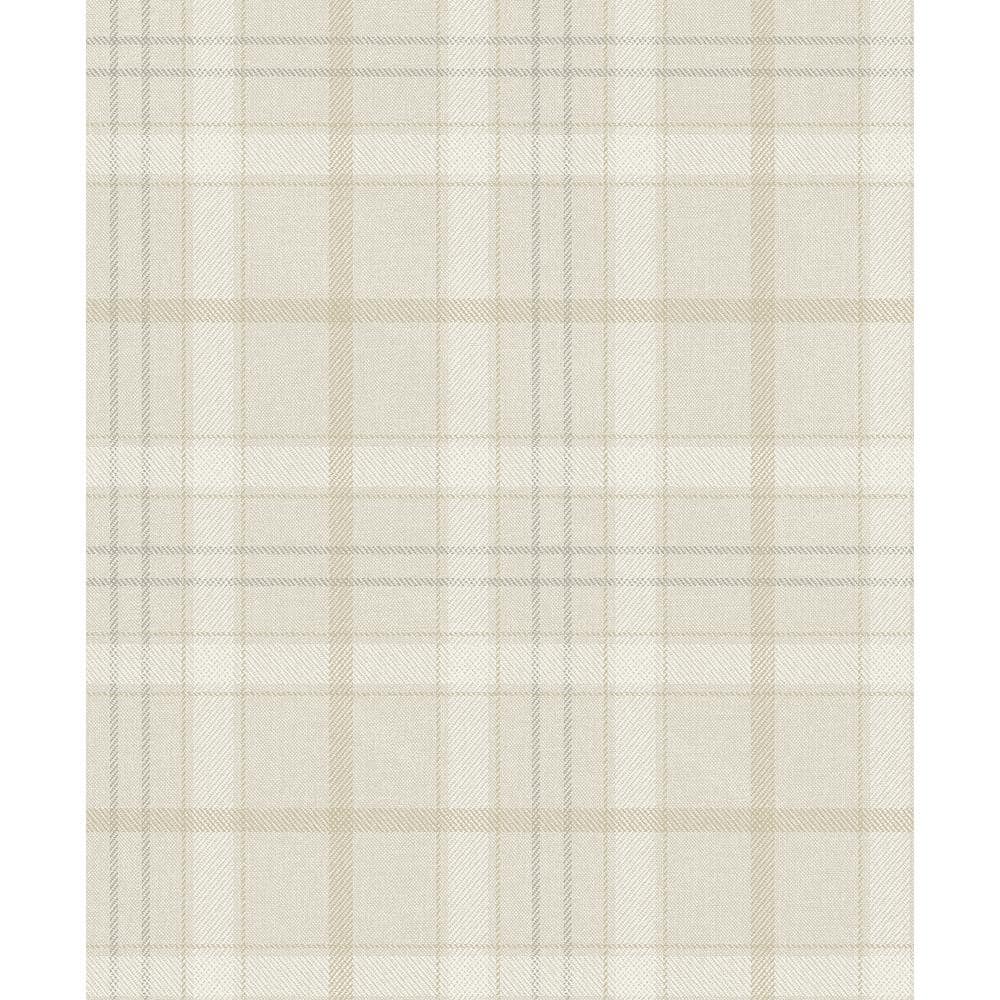 NextWall Neutral Tailor Plaid Vinyl Peel and Stick Wallpaper Roll ...