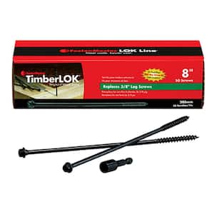 TimberLOK Structural Wood Screws – 8 inch wood screws with hex head – Black (50 Pack)