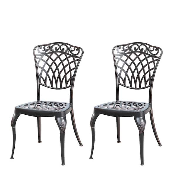 Oakland Living Ornate Antique Copper Stationary Aluminum Outdoor Dining Chair (2-Pack)