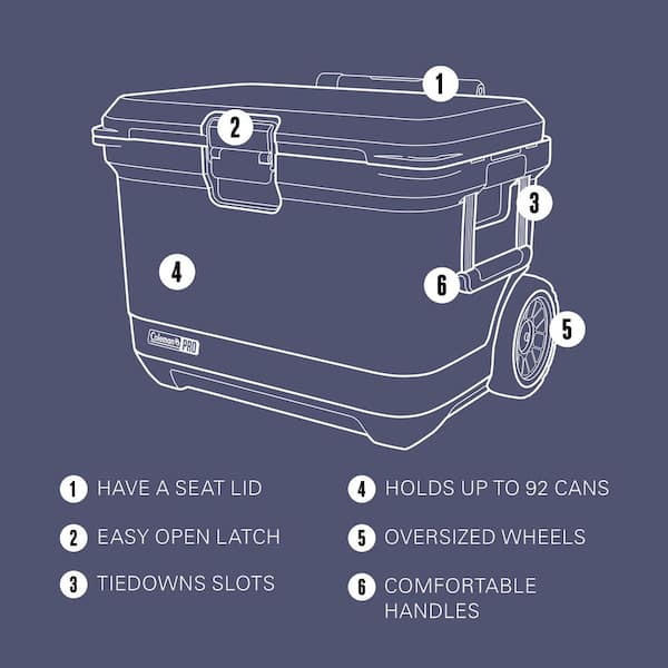 Coleman Pro 55 qt. Premium Wheeled Hard Cooler, Blue Sky 2214140