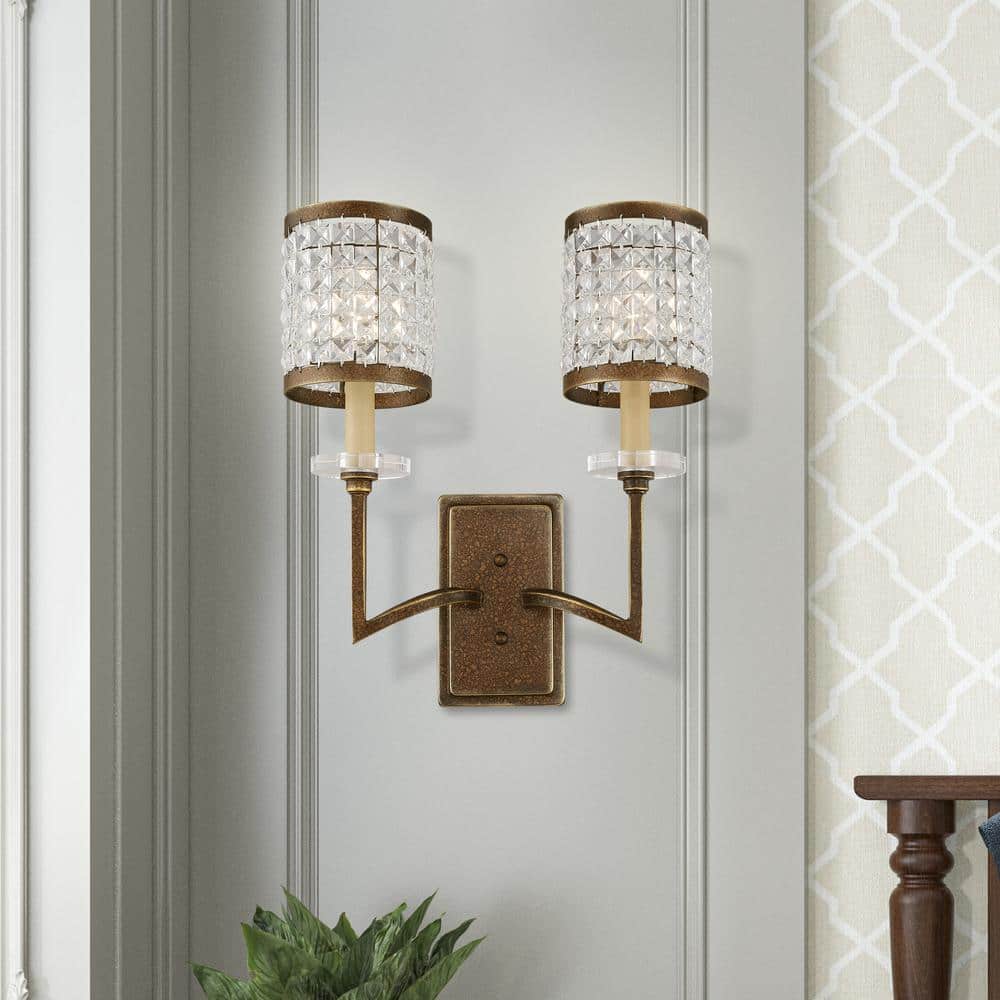 Grammercy Palacial Bronze 2-Light Crystal Sconce