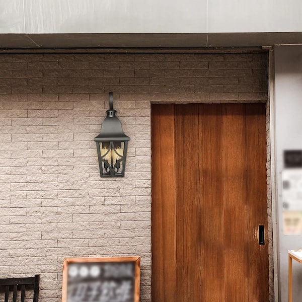 2 Pack 2 Lights Black Porch Light Waterproof Outdoor Coach Wall Sconce, E12, No Bulbs Included (C)
