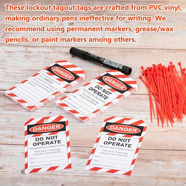 50-Pack Lockout Tagout Tags with Zip Ties, Do Not Operate