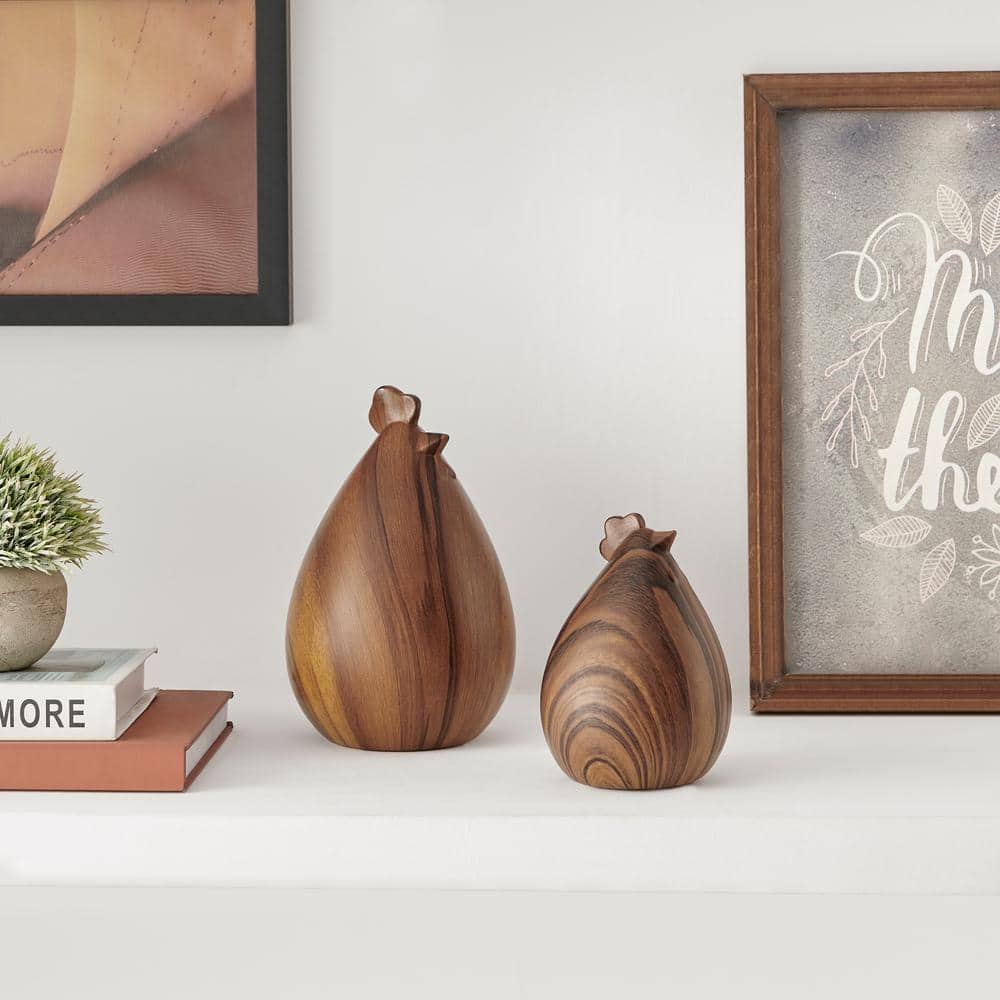 Hona Brown Walnut 5.4 in. W x 8.3 in. H Set of 2 Modern Abstract Walnut Finish Tabletop Hen Chicken Sculpture Figures price history on PriceWatchPro