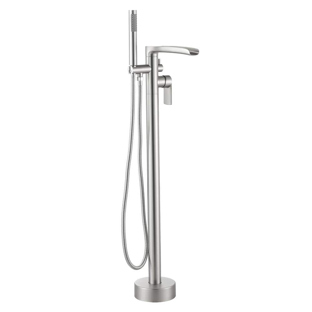 Brushed Nickel Single Handle Freestanding Tub Faucet with Hand Shower