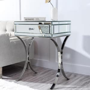 Valerie 1-Drawer Mirrored Nightstand [ 23.62 in. H x 19.69 in. W x 15.75 in. D]