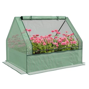 49.25 in. x 37.50 in. x 36.25 in. OutSunny Raised Garden Bed w/Mini Greenhouse Galvanized Outdoor Planter Box with Cover