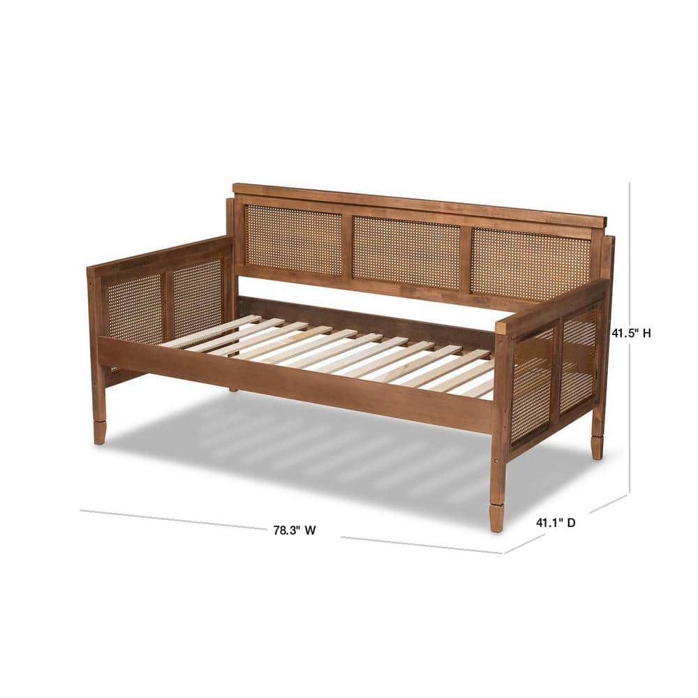 Walnut Brown Twin Upholstered Daybed with Trundle
