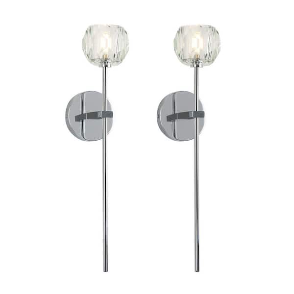 4 in. 1-Light Chrome Crystal Wall Sconce with G9 Buble Base, 2-Pack