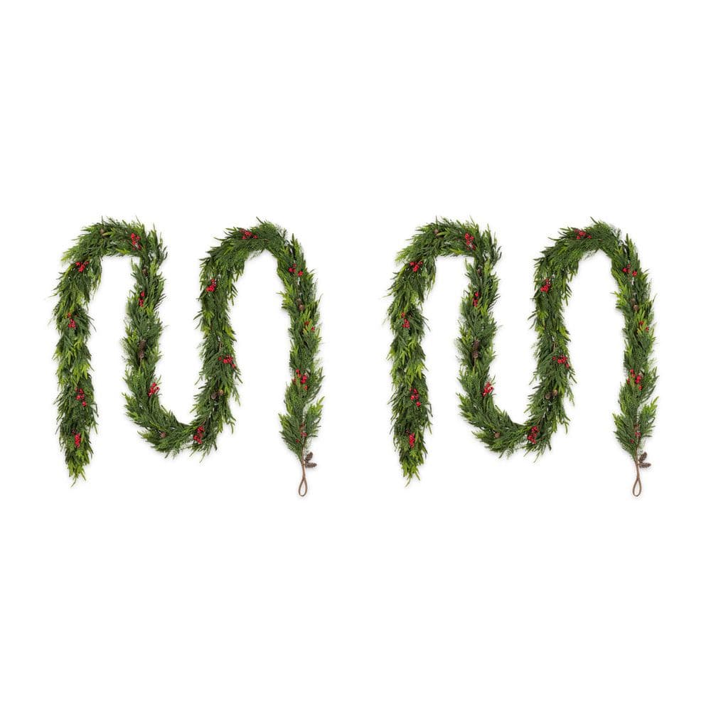 18 ft. Christmas PE Dripping Garland with Pinecones and Red Berries (Set of 2) price history on PriceWatchPro