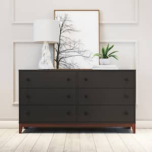 Nordik Black and Cherry 6-Drawer 16 in. D x 54.75 in. W x 30 in. H Dresser