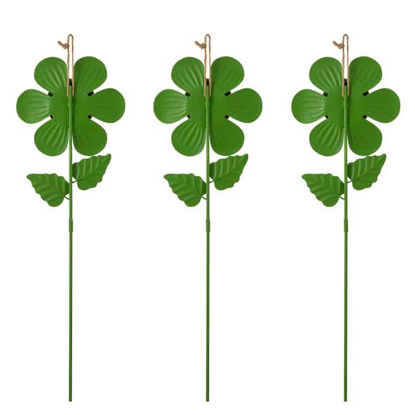 M♡ Glitzhome 18 in. H Metal Happy Face Flower Pick, Garden Stake Wall