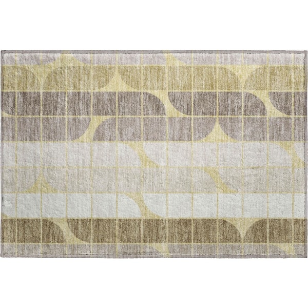 Mayfield Premium Machine Washable Abstract AMF2418 Wheat 2 ft. x 3 ft. Accent Rug