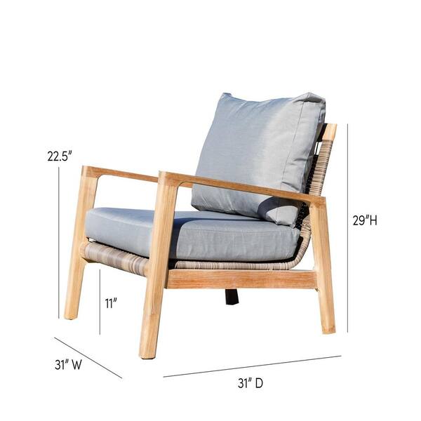 Maui Teak Outdoor Patio Lounge Chair, Teak Outdoor Furniture Cushions
