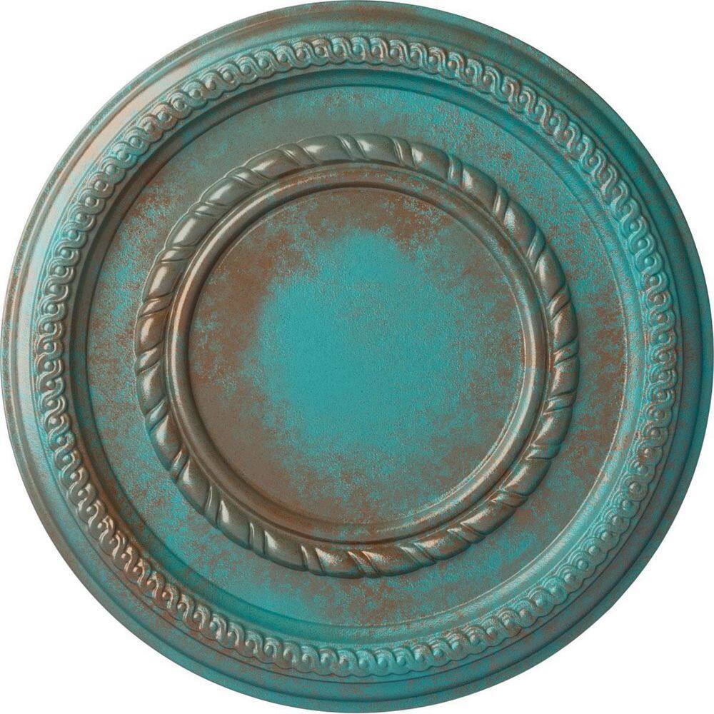 1-1/8 in. x 12-5/8 in. x 12-5/8 in. Polyurethane Federal Roped Small Ceiling Medallion, Copper Green Patina price history on PriceWatchPro