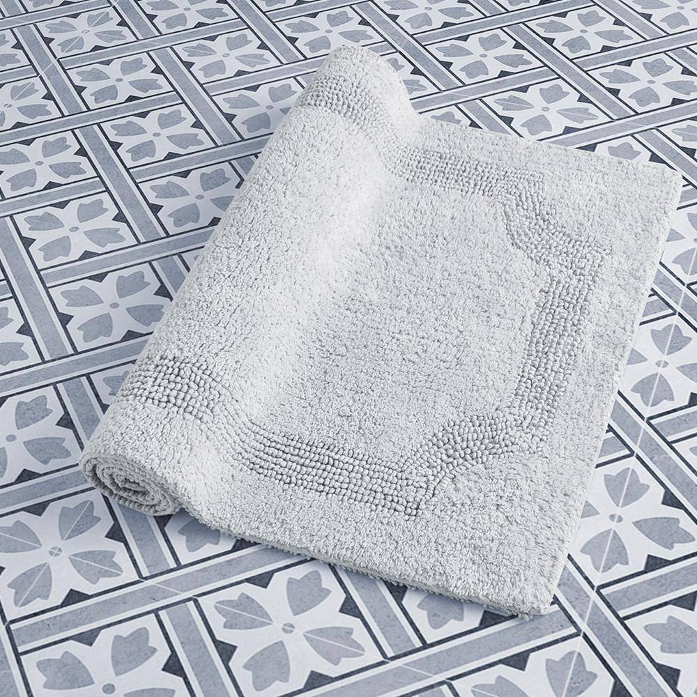 Reversible Off-White Cotton Bath Mat Set, 2-Piece