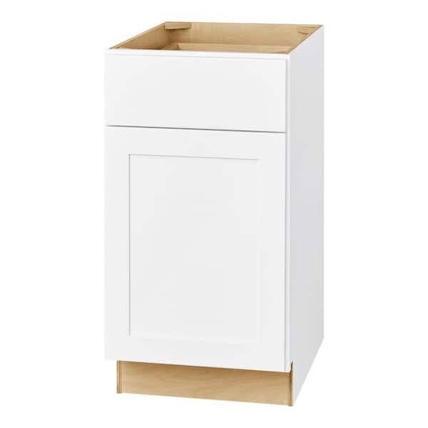 Hampton Bay Avondale 18 in. W x 24 in. D x 34.5 in. H Ready to Assemble Plywood Shaker Base Kitchen Cabinet in Alpine White