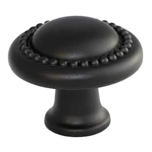 1-1/4 in. Dia Matte Black Round Beaded Cabinet Knob (10-Pack)