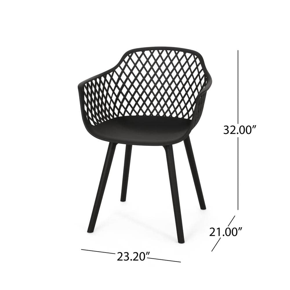 Black Polypropylene Resin Outdoor Dining Chairs, Set of 2