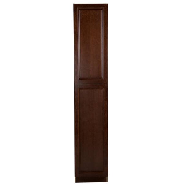 Hampton Bay Benton Assembled 18x96x24 in. Pantry Cabinet with Adjustable Shelves in Amber