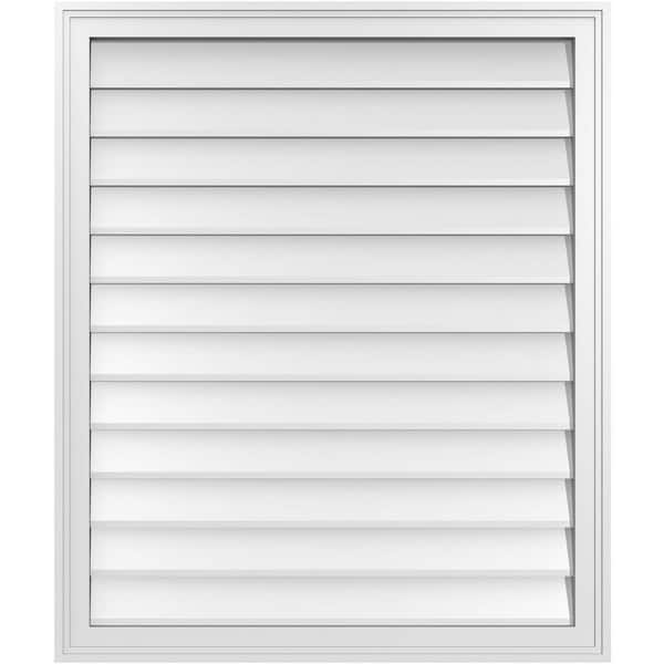 Ekena Millwork 32" x 38" Vertical Surface Mount PVC Gable Vent: Non-Functional with Brickmould Frame