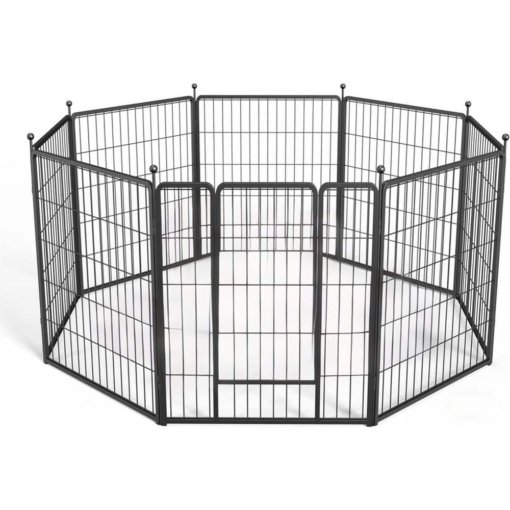 Dog Playpen, 32 in. H 8 Panels Fence Indoor Outdoor Heavy-Duty Metal Foldab