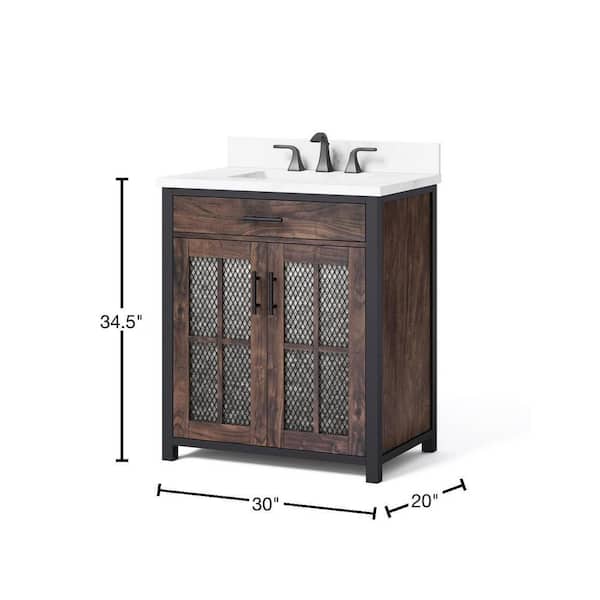 Bellemave 30 Inch Bathroom Vanity and Sink Combo,Double Door Freestanding  Bathroom Vanity Sink Set with Soild Wood Frame, Single Resin Vessel Sink