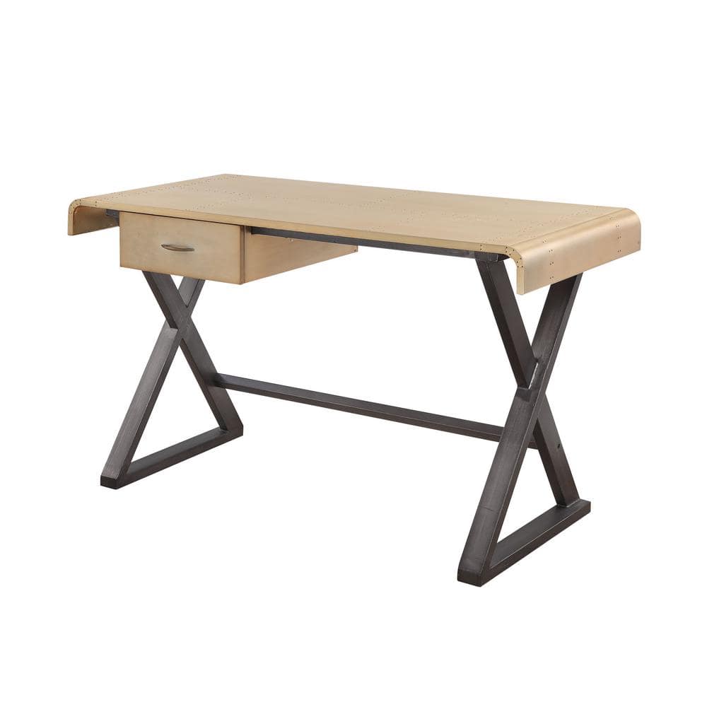 50 in. Rectangular Gold Metal 1-Drawer Writing Desk price history on PriceWatchPro