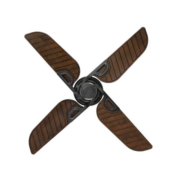 Hampton Bay 52169 Halpert 52 in. Indoor/Outdoor Matte Black Wet Rated Downrod Ceiling Fan with 4 Weatherproof, ABS QuickInstall Blades